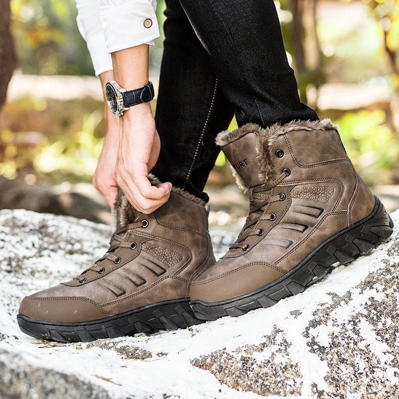 Outdoor Men's Warm Thick High-top Cotton Shoes