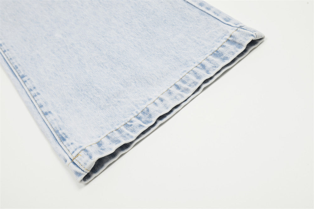 Men's Loose Wash Light Color Denim Trousers