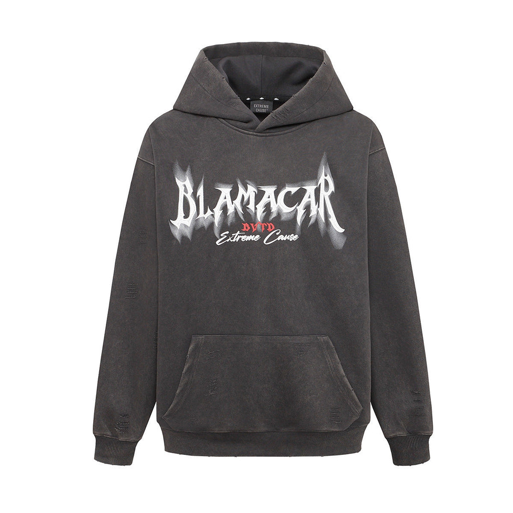 Retro Heavy Washed Hoodie Printed Hoodie