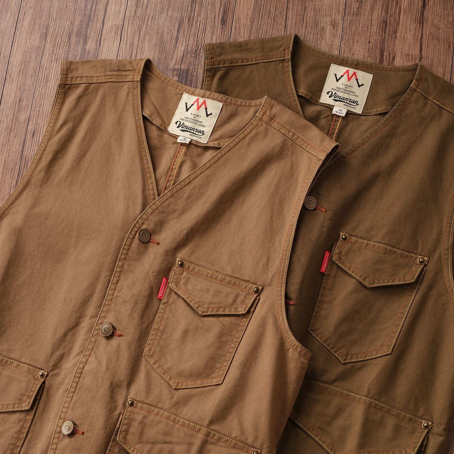 Original Kaji Retro Worn Looking Washed-out Woven Cotton Vest