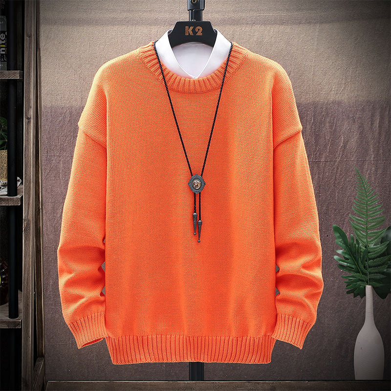 Brown Long-Sleeved Pullover Loose Sweater