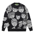 Portrait Jacquard Sweater Men Retro Pullover Coat