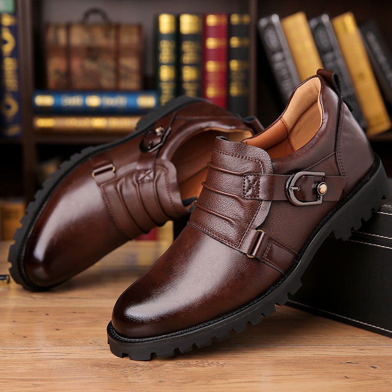 Low-top Versatile Retro Motorcycle Platform Round Toe Holder Men's Shoes