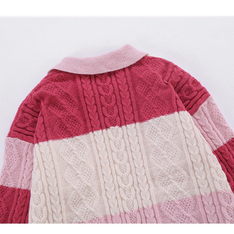 Loose Red Vintage Lazy Knit Cardigan For Men And Women