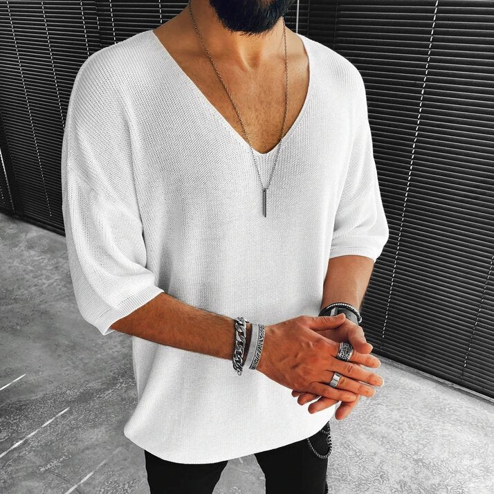 Spring And Summer New V-Neck Short-Sleeved Men's Sweater