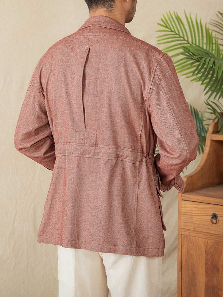 Coat Short Herringbone Casual Retro Breathable Jacket