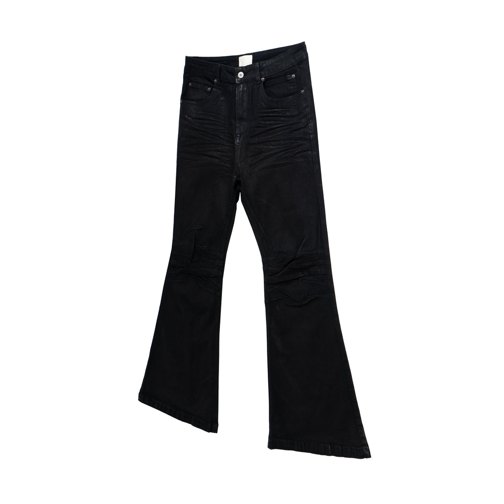 Retro Dark Brush Wax Coating Washed Jeans