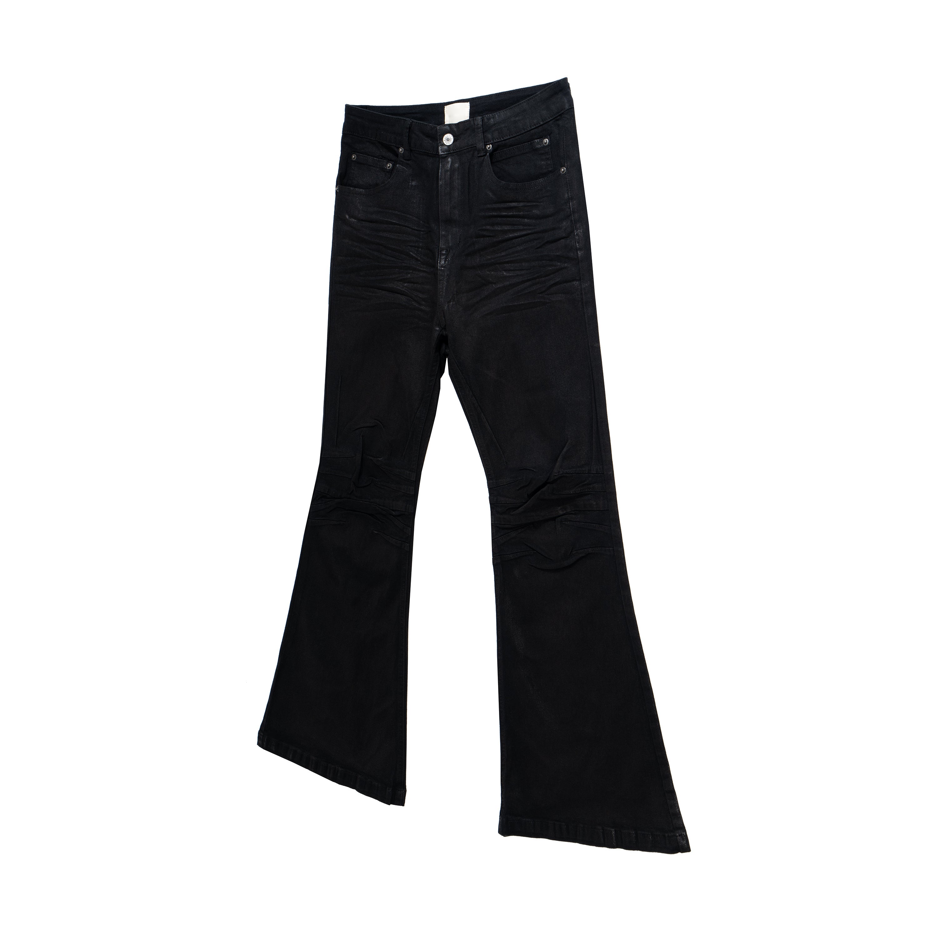 Retro Dark Brush Wax Coating Washed Jeans