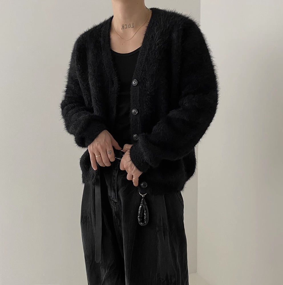 Autumn And Winter New Lazy Wind Mink Wool Knitted Cardigan Outerwear Men's Sweater Coat