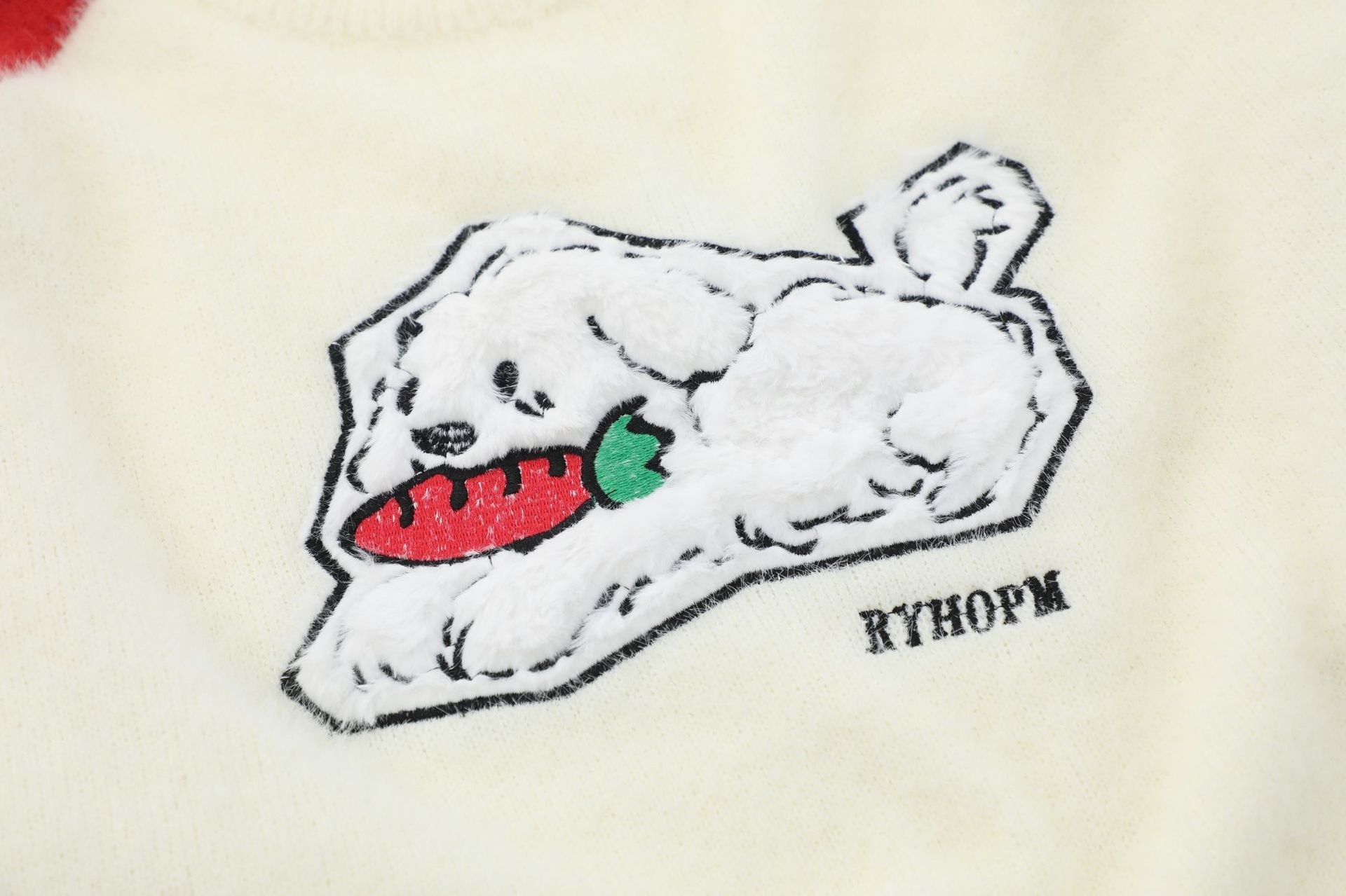 Sweet Cute Jacquard Furry Color-block Crew Neck Sweater