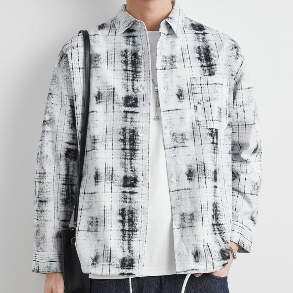 Design Sense Pure Cotton Casual Cardigan Coat Retro Plaid Shirt