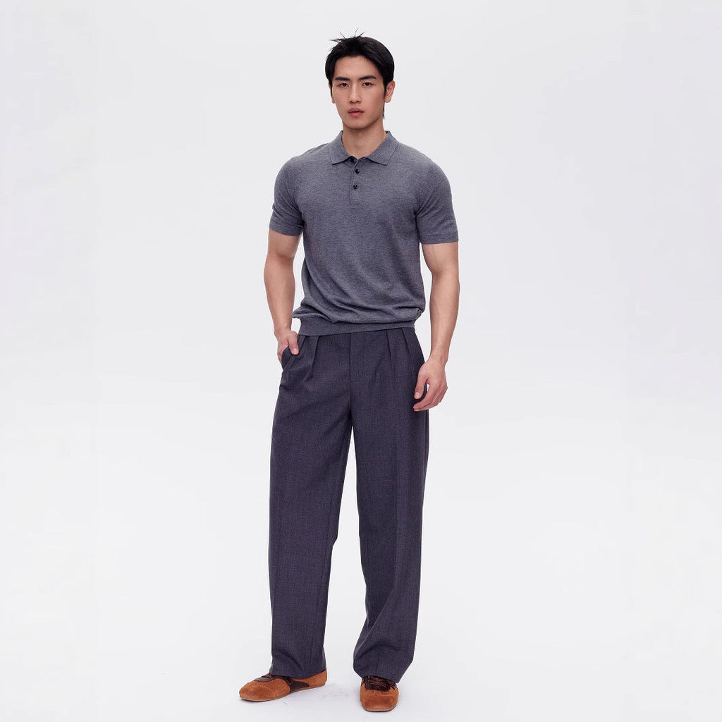 Men's Simple Summer American Casual Polo Collar Knitted Short-sleeved Bottoming Shirt