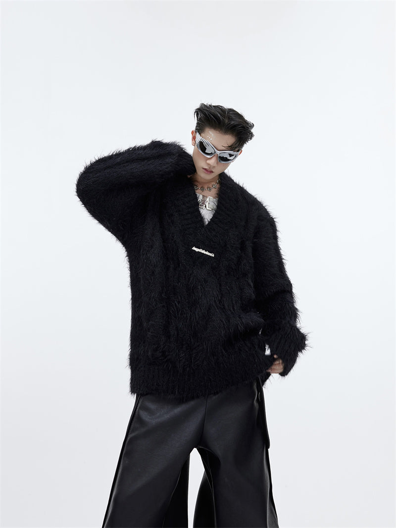 Mink V-neck Sweater Loose For Men