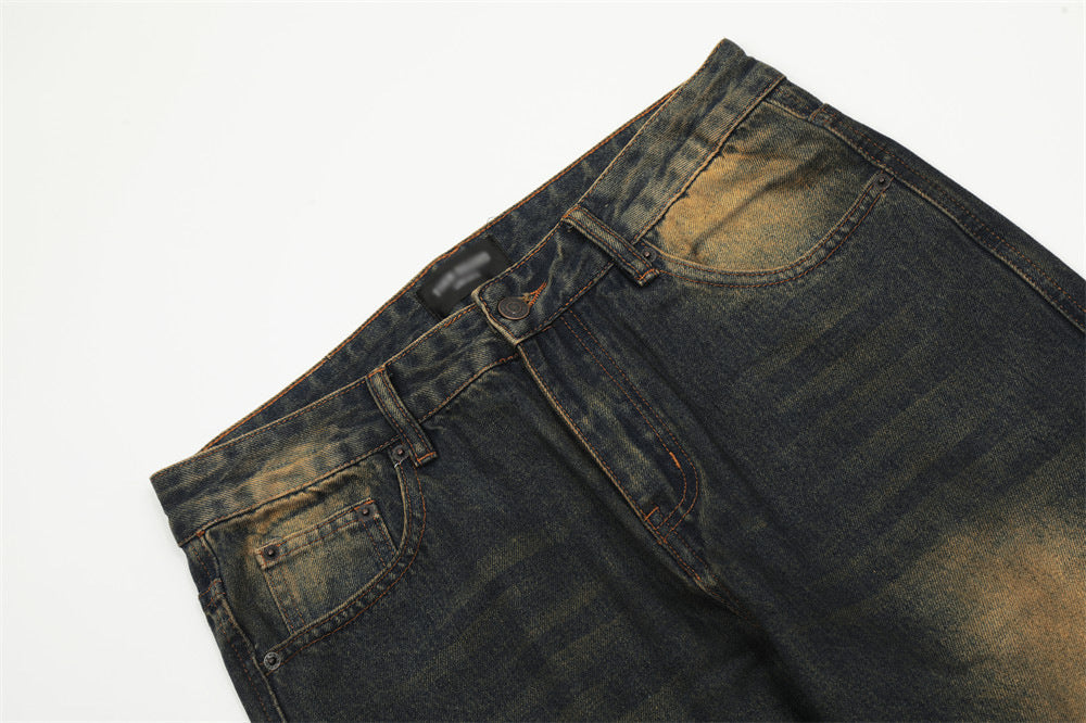 European And American Bootleg Pants Men's Design Niche Split Stitching Loose-fitting Wide-leg Trousers