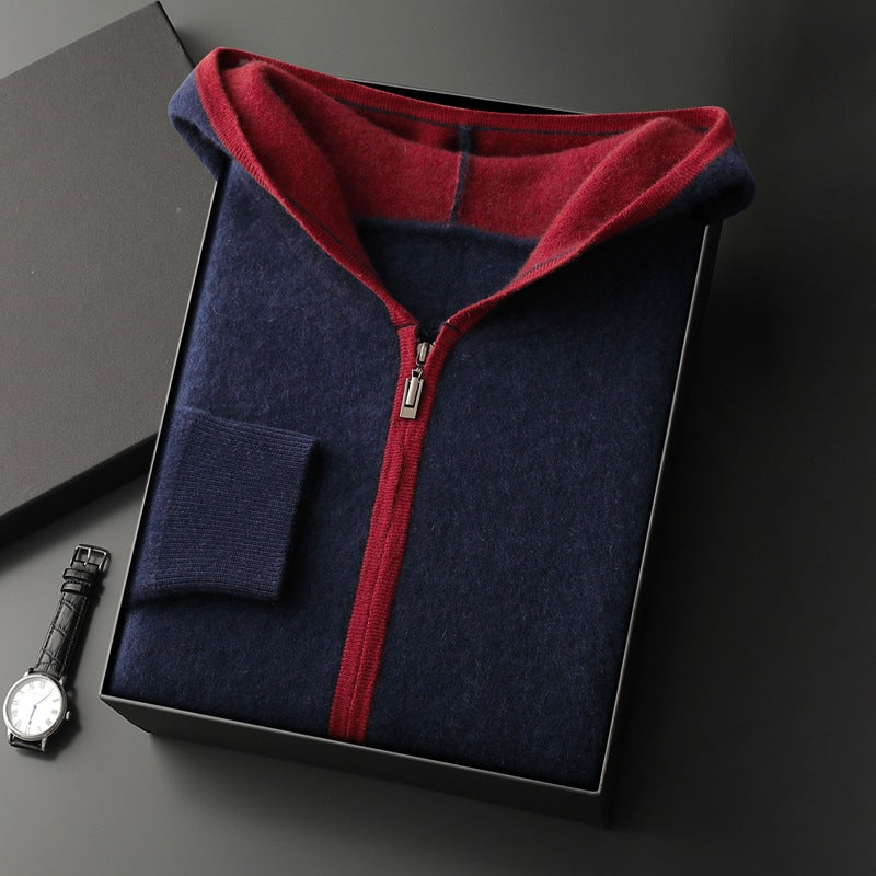 Casual Zip-up Hooded Cashmere Cardigan Sweater