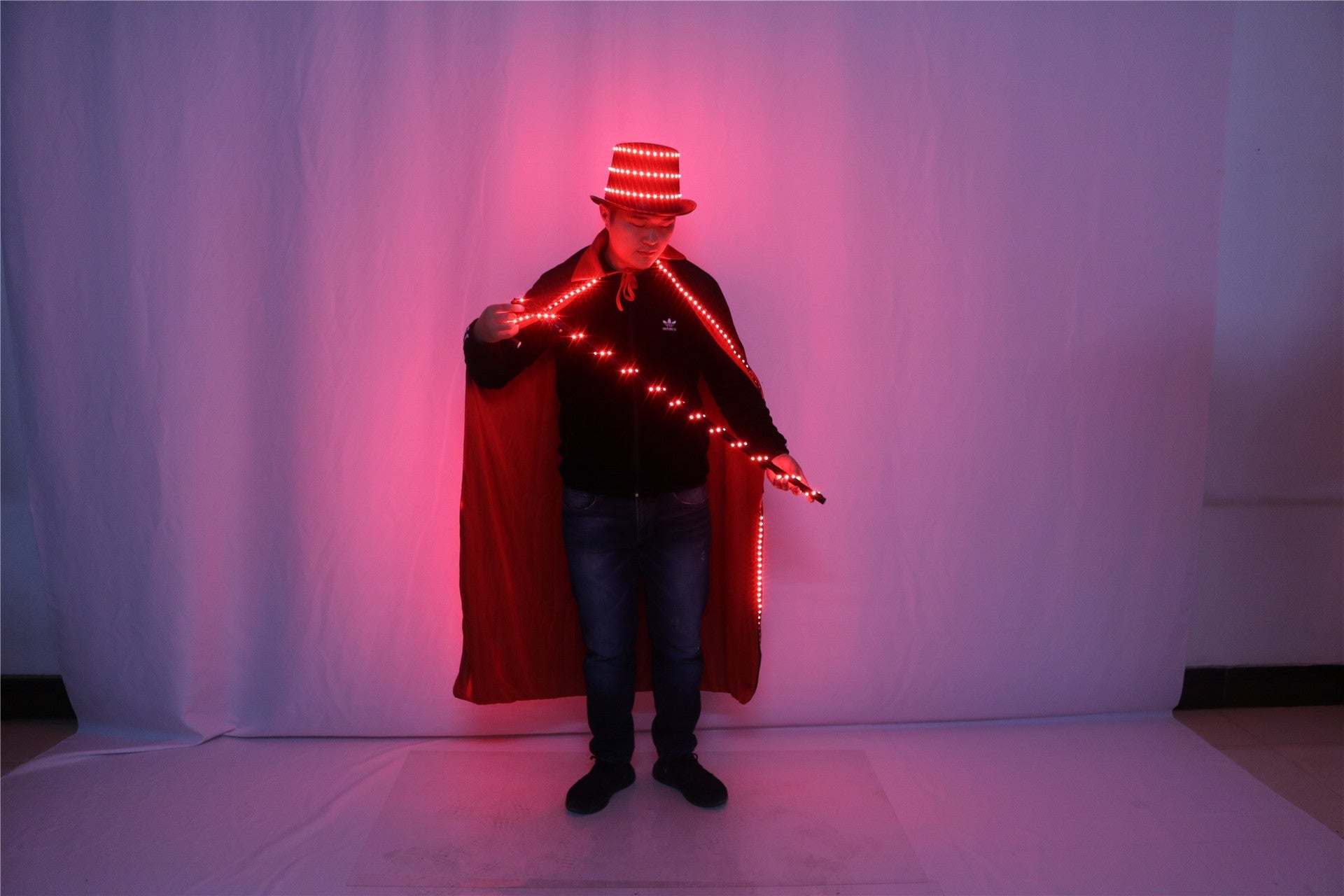 Glowing Led Hat Cloak Cosplay Jazz Dance Magic Crutches