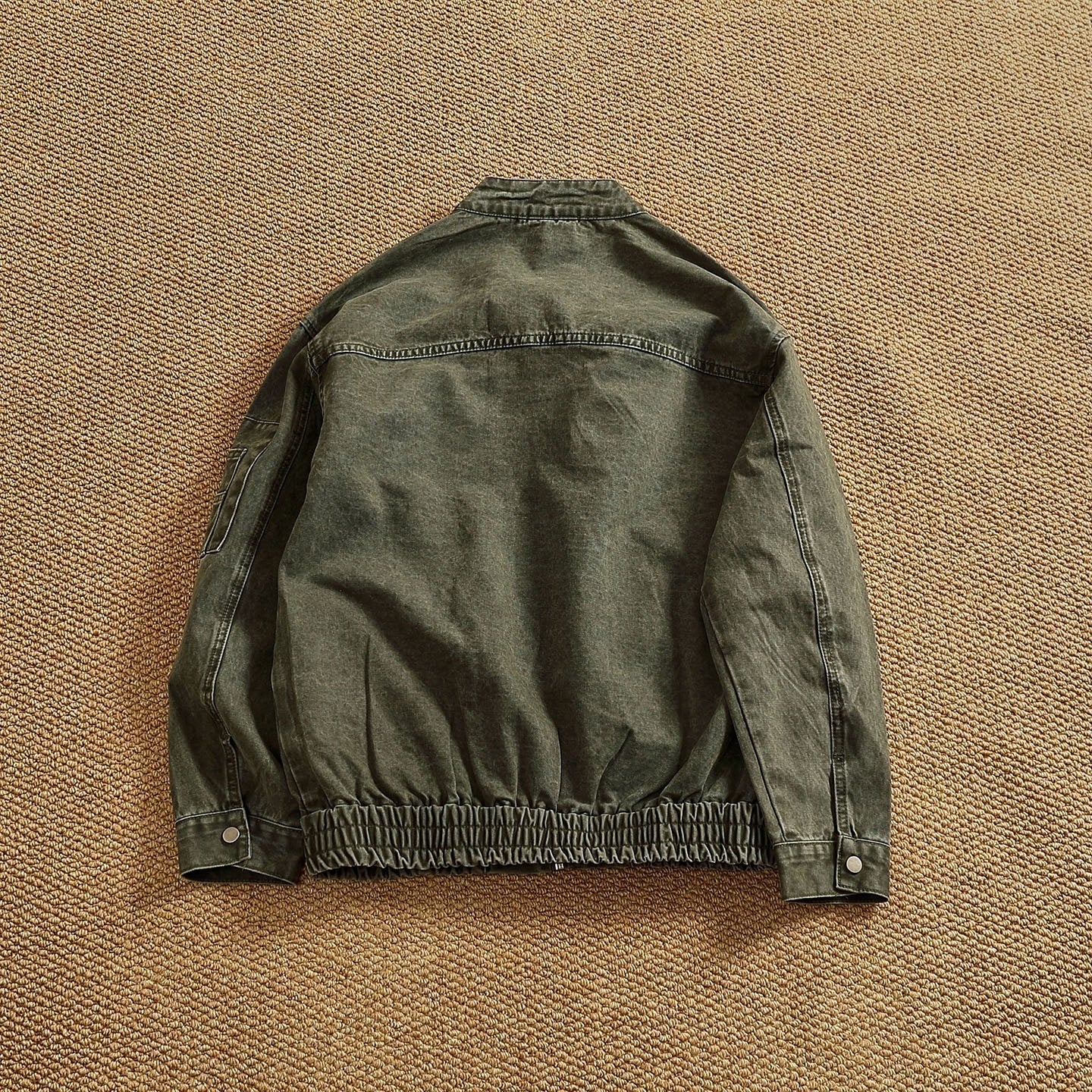 Personalized Stand Collar Snap Collar Washed Classic All-match Retro Bomber Jacket
