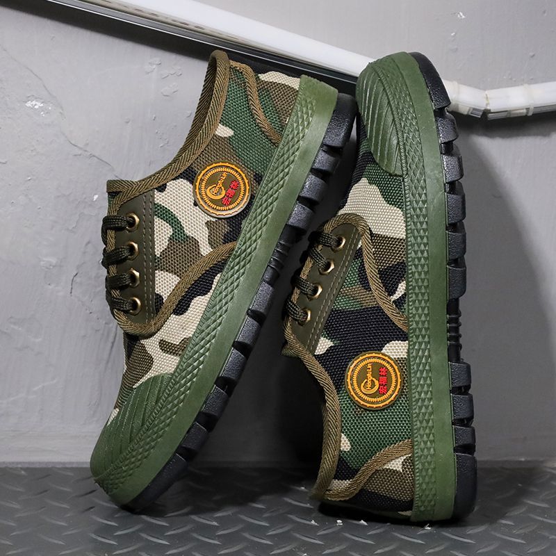 Men's Spring Breathable Outdoor Work Non-slip Wear-resistant Low-top Camouflage Training Shoes