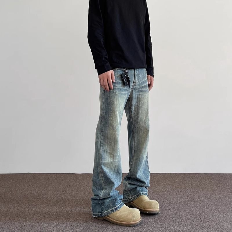 Men's Loose Straight Wide-leg High-street American Retro Handsome