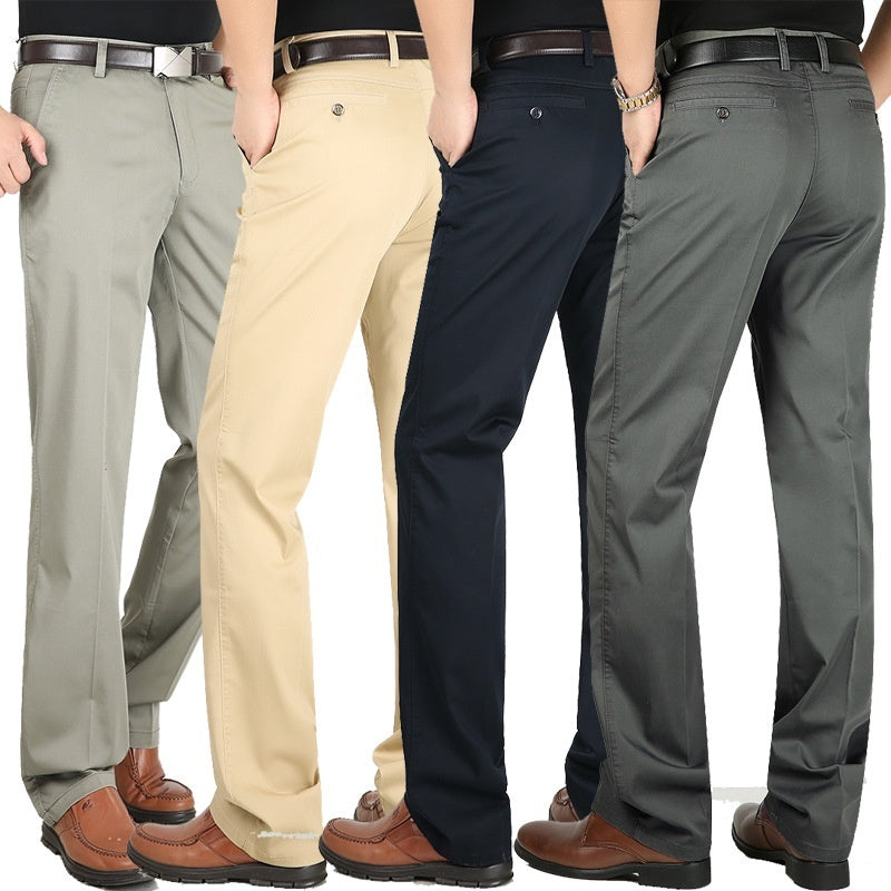 Men's Casual Elastic Cotton High Waisted Loose Pants