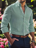 Ins Stripe Printed Long Sleeve Shirt Men