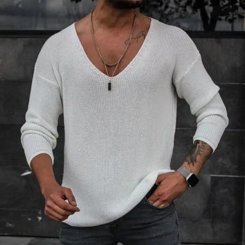 Long Sleeve V-neck Sweater Sweater Men's Independent Station Popular Men's Sweater