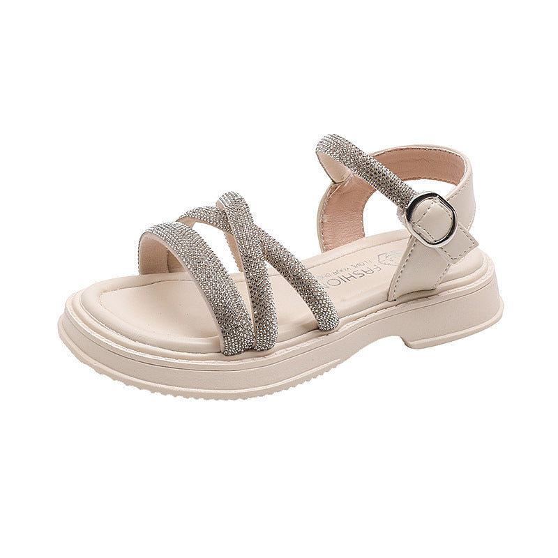 Girls' Fashion Simple Rhinestone Decorated Sandals