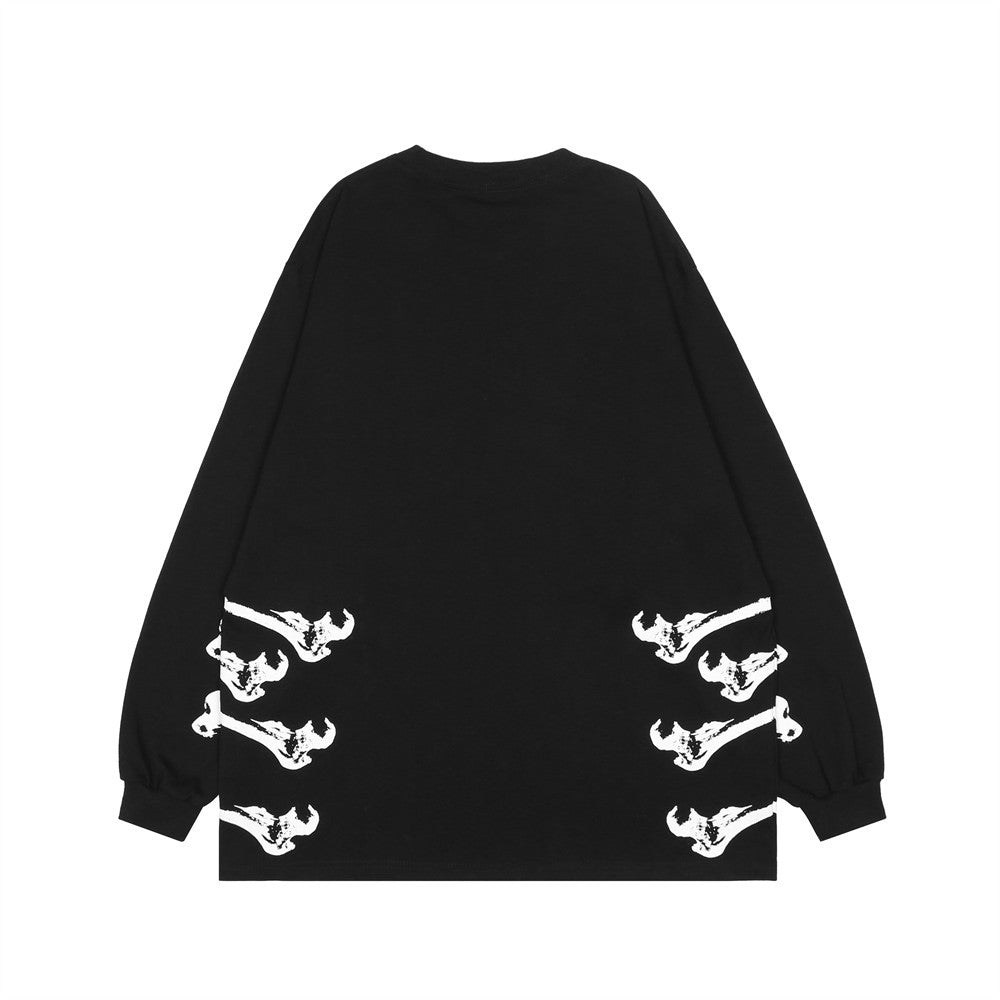 Skull Print Long Sleeve T-Shirt Men's High Street