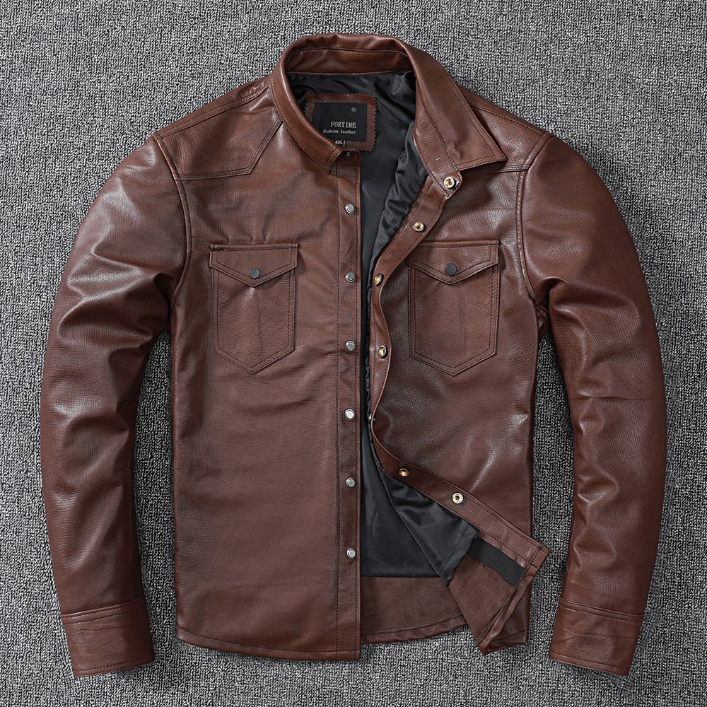 Sheepskin Genuine Leather Clothes Men's Shirt