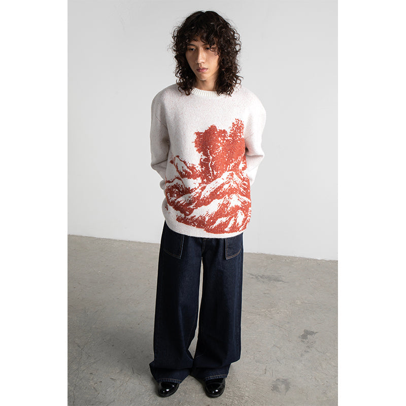 Men's Casual Fashion Landscape Pattern Sweater