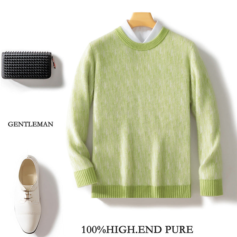 Seven-pin Thick Round Neck Woolen Sweater For Men