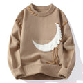 Trendy Moon Jacquard Round Neck Sweater For Men