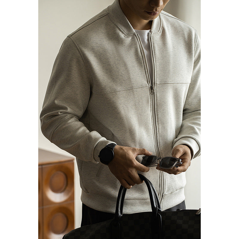 Heavy Japanese Cotton Baseball Collar Loose Zip Coat