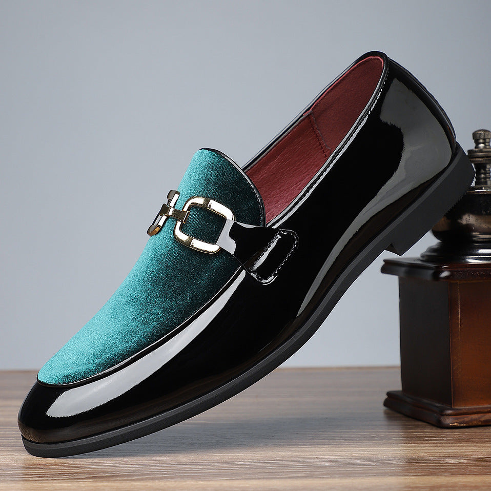 Men's Glossy Pointed British Style Frosted Suede Business Casual Leather Shoes