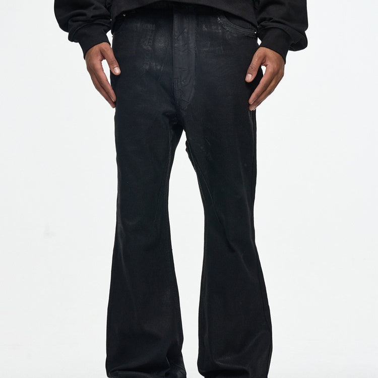 High Street RO Wind Coating Brush Glue Slightly Flared Mop Jeans