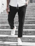 Solid Color Casual Pocket Trousers For Men