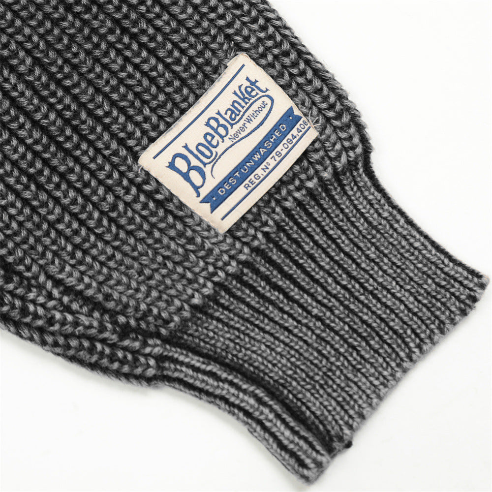 Worn Looking Washed-out Round Neck Sweater Men's INS