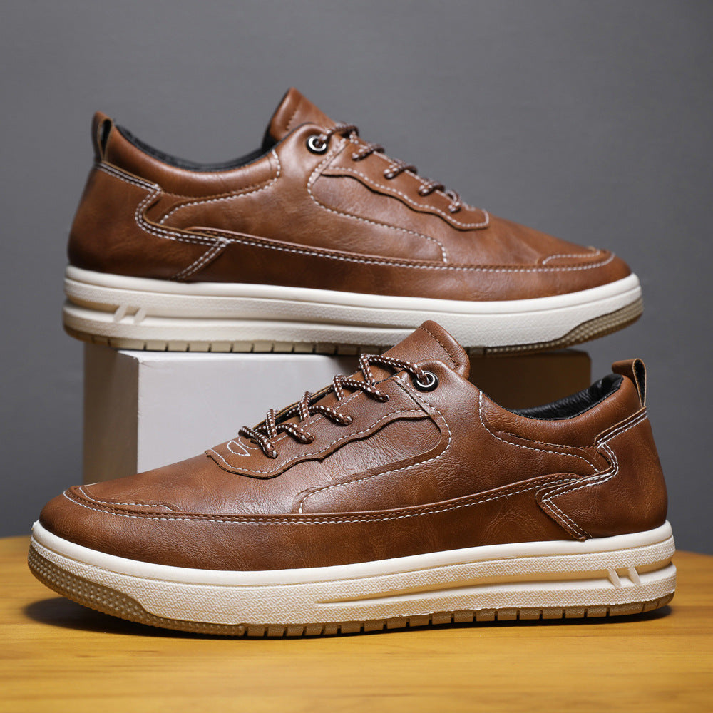 Leather Surface Men's Low-top Sneakers Warm Casual Shoes