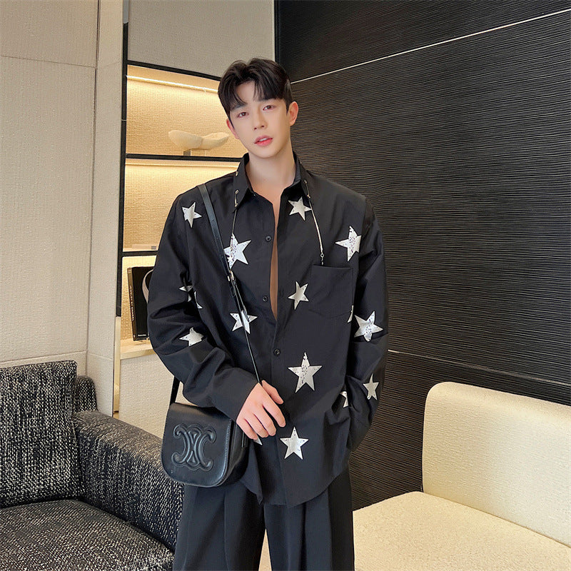 Fashion Personality Starry Print Design Top For Men