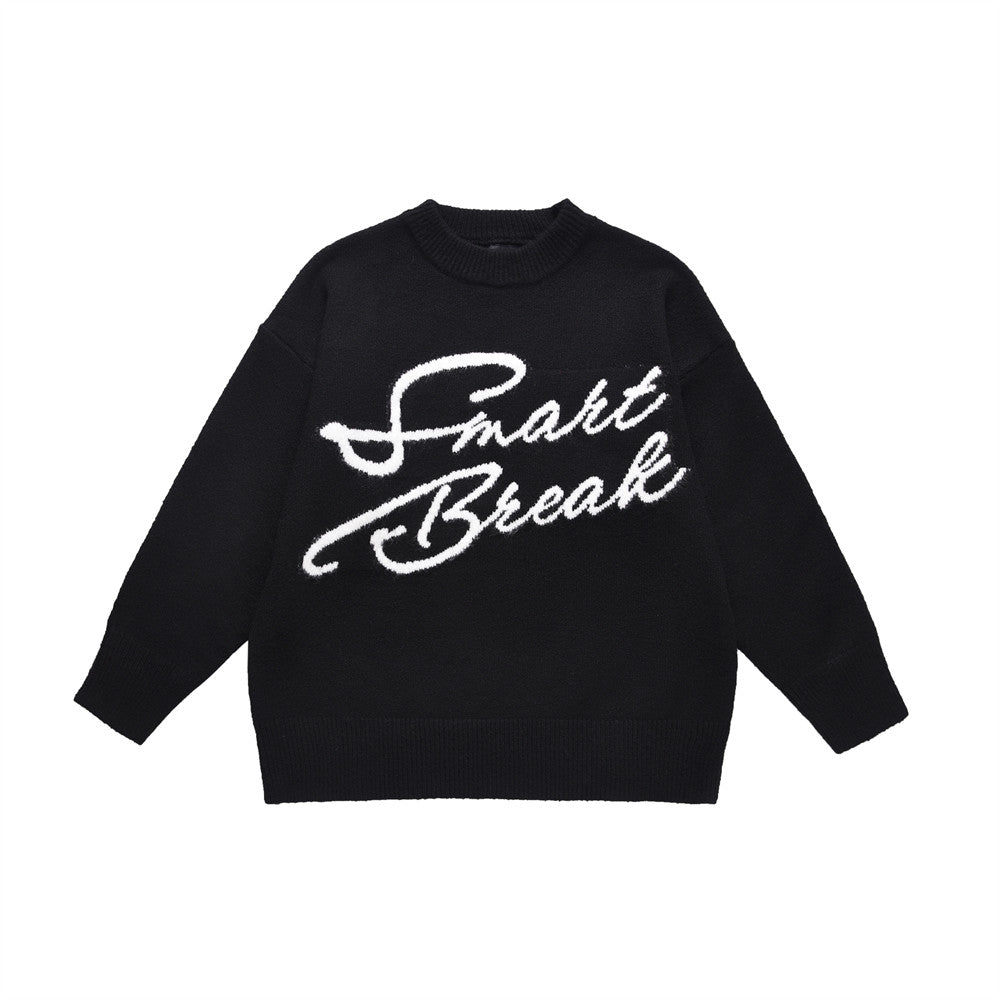 Autumn And Winter Embroidered Letter Crew Neck Sweater Fashion Brand Men's Clothing