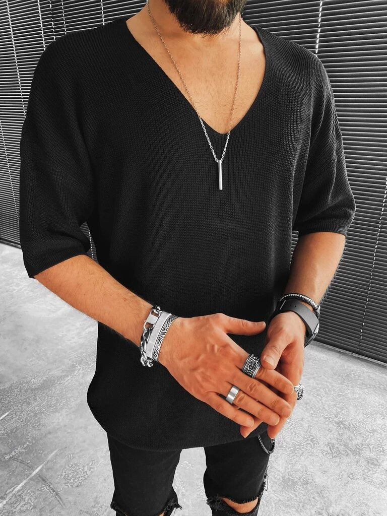 Spring And Summer New V-Neck Short-Sleeved Men's Sweater