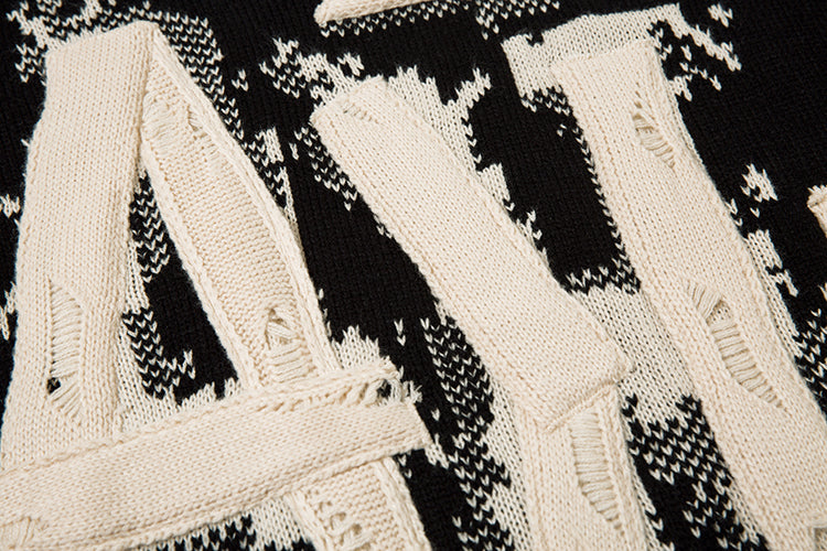 High Street Design Ribbon Woven Letter Sweater