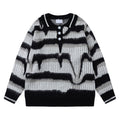 Men's Retro Contrast Striped Button Sweater