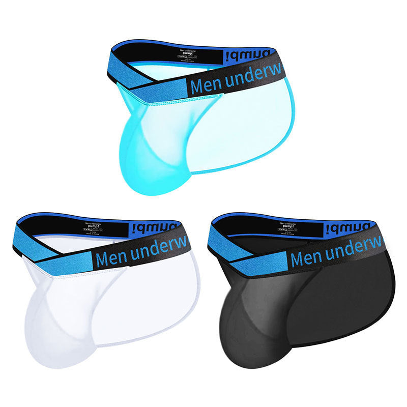 Laser Large V-waist Sexy High-cut Men's Underwear Ice Silk Transparent