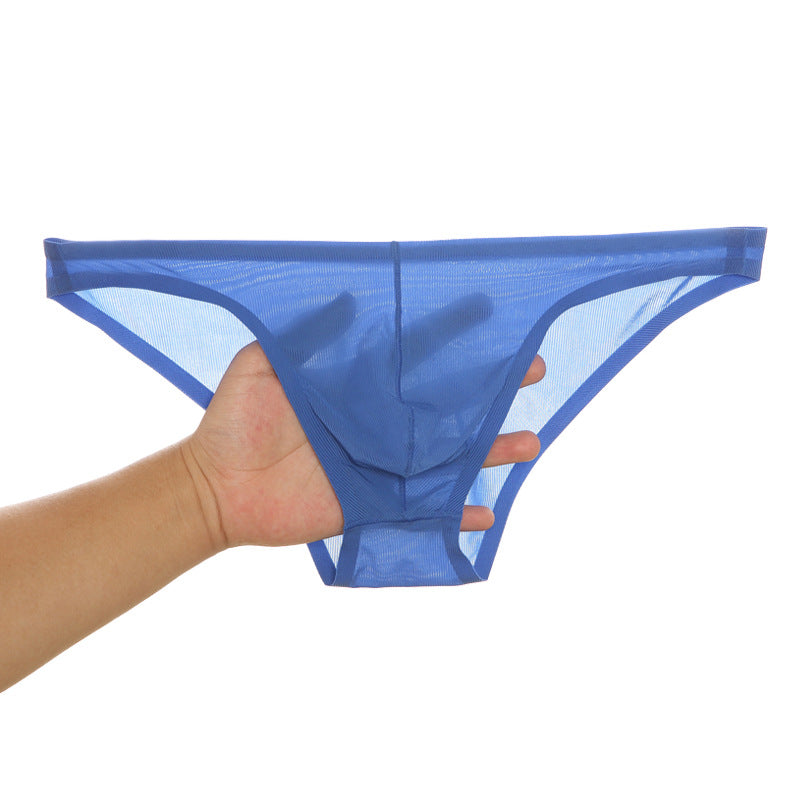 Seamless Men Thin Ice Silk Translucent U Convex Briefs