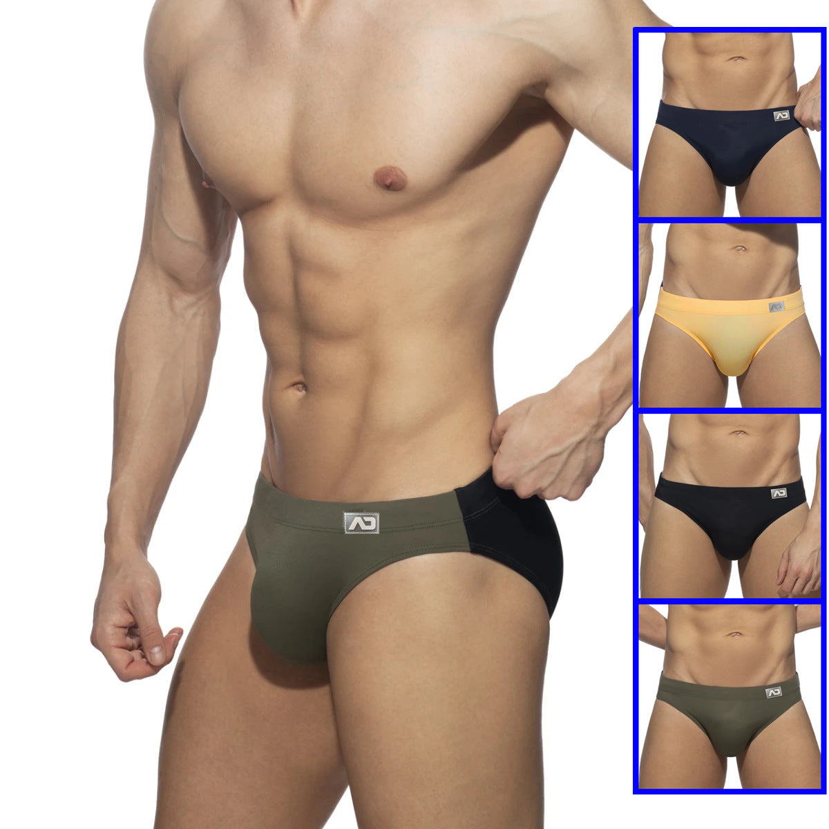 Men's Low Waist Color Matching Briefs