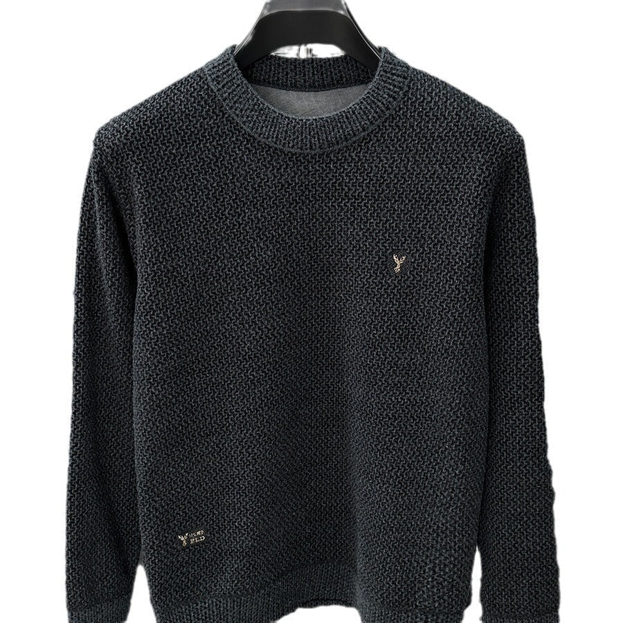 Winter Men's Thermal Round-neck Velvet Padded Sweater