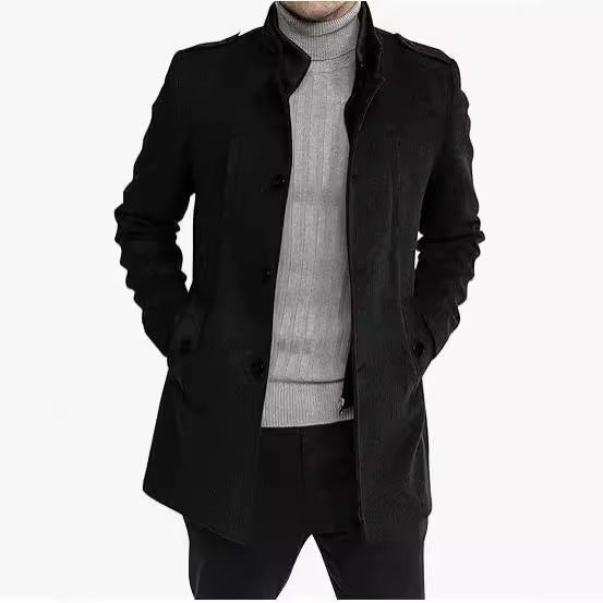 Wool Mid-length Zipper Plus Size Fake Two-pieces Coats