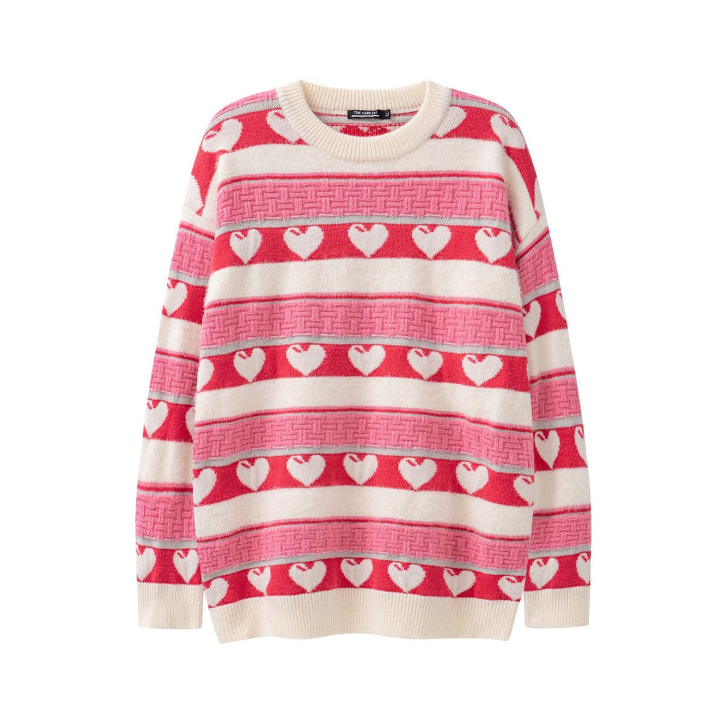 American Retro Contrast Color Knitted Sweater