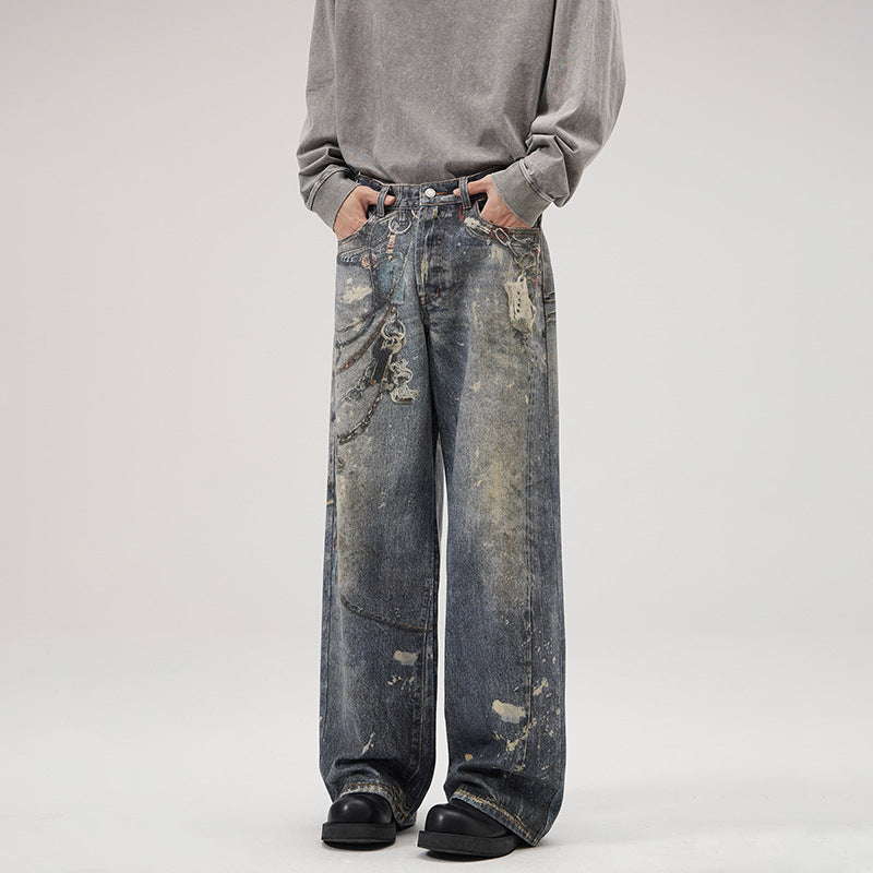 Jeans Men's Fashion Brand Loose Wide-leg Straight Trousers